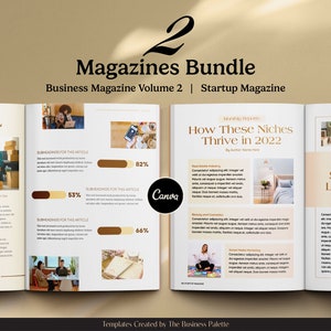 Two Magazines Bundle | Business Magazine Vol. 2 and Startup Magazine | Letter & A4 | Edit in Canva | Digital Newsletter or Lead Magnet Ebook