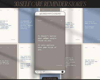 Self Care Erinnerungen Instagram Stories | Personalisierbar in Canva | 30 Vorlagen | Done For You Inspirierende Sprüche für Motivationscoaches