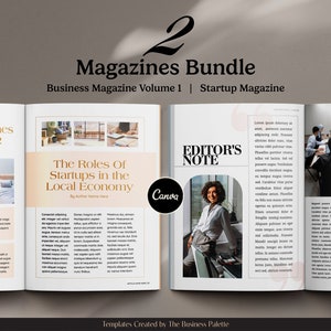 Two Magazines Bundle | Business Magazine Vol. 1 and Startup Magazine | Letter & A4 | Edit in Canva | Digital Newsletter or Lead Magnet Ebook