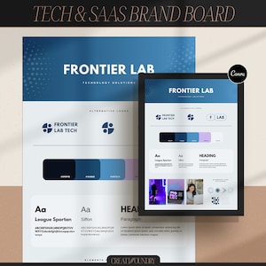 Tablero de marca Tech & SaaS / Plantilla Canva / Kit de marca prefabricado / Totalmente personalizable / Tablero de estado de ánimo azul para empresas de tecnología de la información