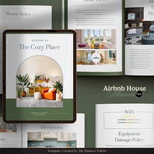 Manual de la casa de Airbnb / Personalizable en Canva / Plantilla de 18 páginas / Tamaño carta / Libro de bienvenida para huéspedes en alquileres vacacionales / Elementos esenciales para anfitriones