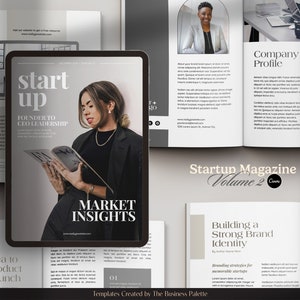 Revista Startup Volumen 2 / Personalizable en Canva / Plantilla de 32 páginas / Tamaño carta y A4 / Ebook profesional / Marketing digital para empresas