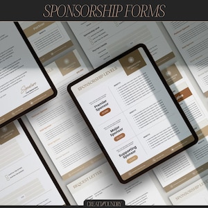 Formularios y niveles de patrocinio / Personalizables en Canva / Plantilla de 5 páginas / Carta y A4 / Volantes de niveles de recaudación de fondos para organizaciones sin fines de lucro
