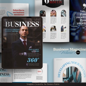 Revista de negocios, volumen 1 / Personalizable en Canva / Plantilla de 24 páginas / Tamaño carta y A4 / Material de marca y marketing para empresarios