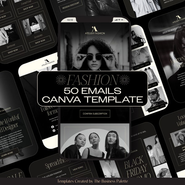 Fashion Emails Set | 50 Canva Templates | Email Flow Creator | Brand Marketing for Boutiques & Ecommerce Shops | Mailchimp Klaviyo FloDesk