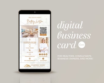 Digitale Visitenkarten Vorlage mit QR Code | In Canva anpassen | 1080 x 1920 Pixel | DIY Personal Branding für Makler und Berater