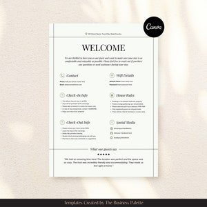 Letrero de bienvenida de Airbnb / Personalizable en Canva / Tamaños carta y A4 / Letreros para anfitriones de alquileres vacacionales de VRBO / Póster con guía de llegada de huéspedes