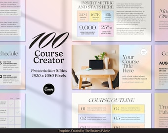 Presentazione del corso IRIS / Personalizzabile in Canva / 100 modelli di diapositive / 1920 x 1080 pixel / Kit di strumenti aziendali per coach