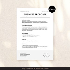 Propuesta comercial / Personalizable en Canva / Tamaños carta y A4 / Diseño de propuesta minimalista para pequeñas empresas / Diseño de propuesta simple para clientes