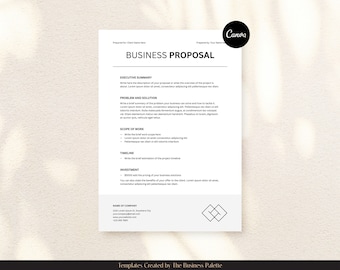 Business Proposal | Customizable in Canva | Letter & A4 Sizes | Minimalist Proposal Layout for Small Businesses | Simple Client Pitch Design