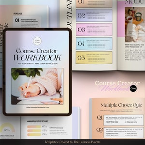 Cuaderno de trabajo para crear cursos IRIS / Personalizable en Canva / Plantilla de 100 páginas / Tamaño carta y A4 / Degradados pastel / Kit de herramientas empresariales para coaches