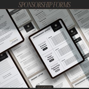 Formulários e níveis de patrocínio | Google Slides | PowerPoint | Keynote | 5 modelos em A4 | Folhetos de nível de arrecadação de fundos para organização sem fins lucrativos