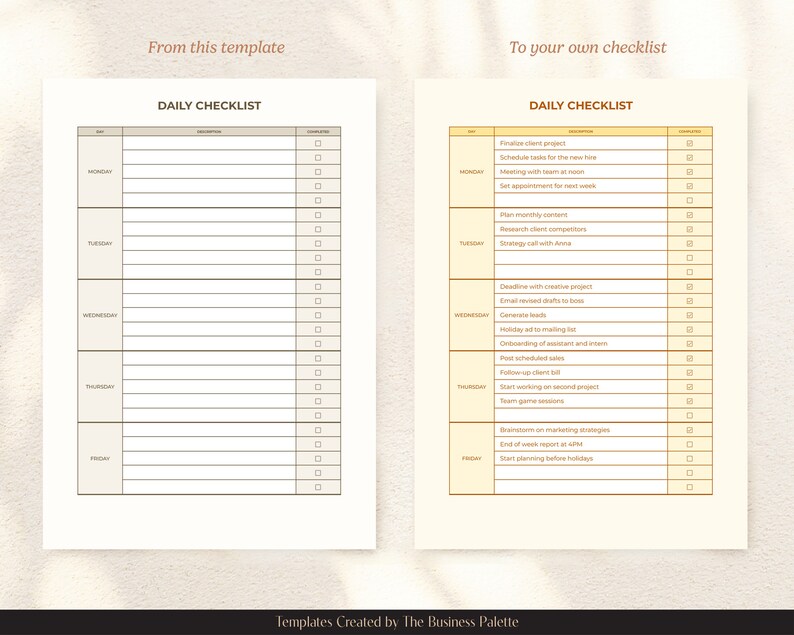 Daily Checklist Template | Fillable in Adobe Acrobat | Fully ...