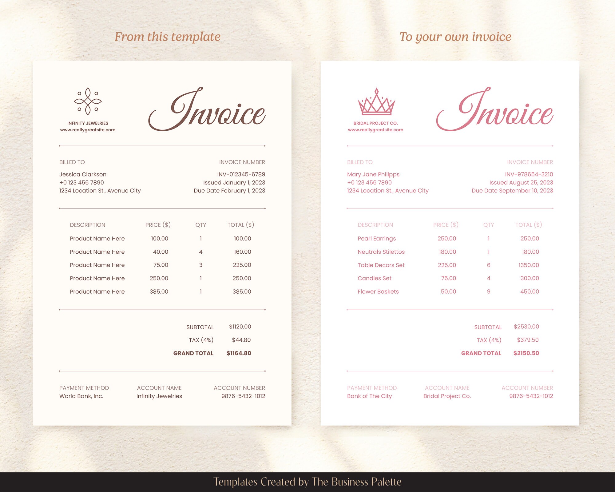 Matte Collection Invoice Beige Minimalist Invoice Template | Customizable in Canva | Letter & A4 ...