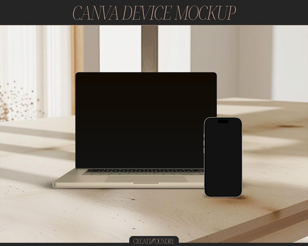 Canva Device Mockup Template | iPhone & MacBook | Minimalist Elegant ...