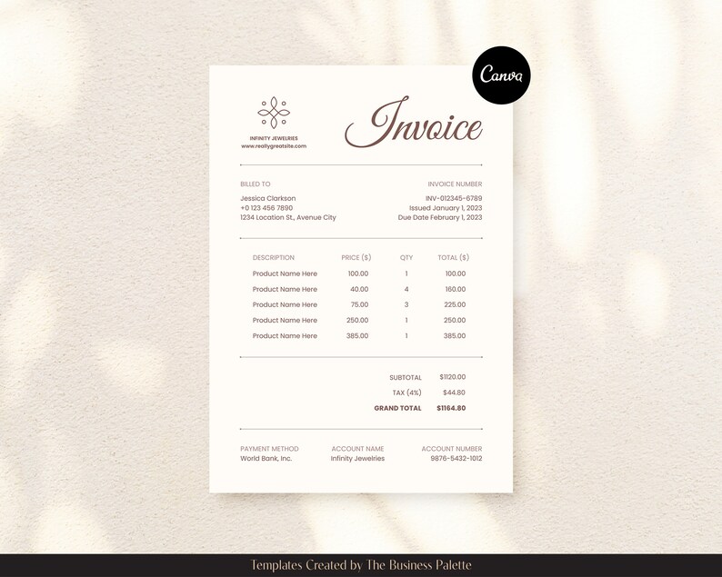 Beige Minimalist Invoice Template | Customizable in Canva | Letter & A4 ...