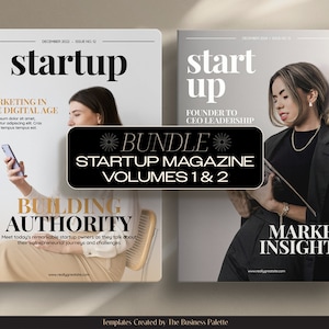 Bundle of Startup Magazine Volume 1 and 2 | Customizable in Canva | Professional Newsletters | Lead Magnet Ebook for Brands & Small Business