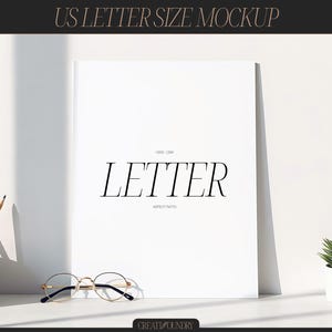 US Letter Size Mockup | PSD & JPG Files | Photoshop or Photopea | Professional Poster Mockup for Creators | Aesthetic Wall Desk Office Setup