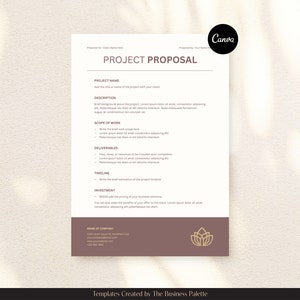 Propuesta de proyecto / Personalizable en Canva / Tamaños carta y A4 / Diseño minimalista en beige neutro / Presentación breve para pequeñas empresas