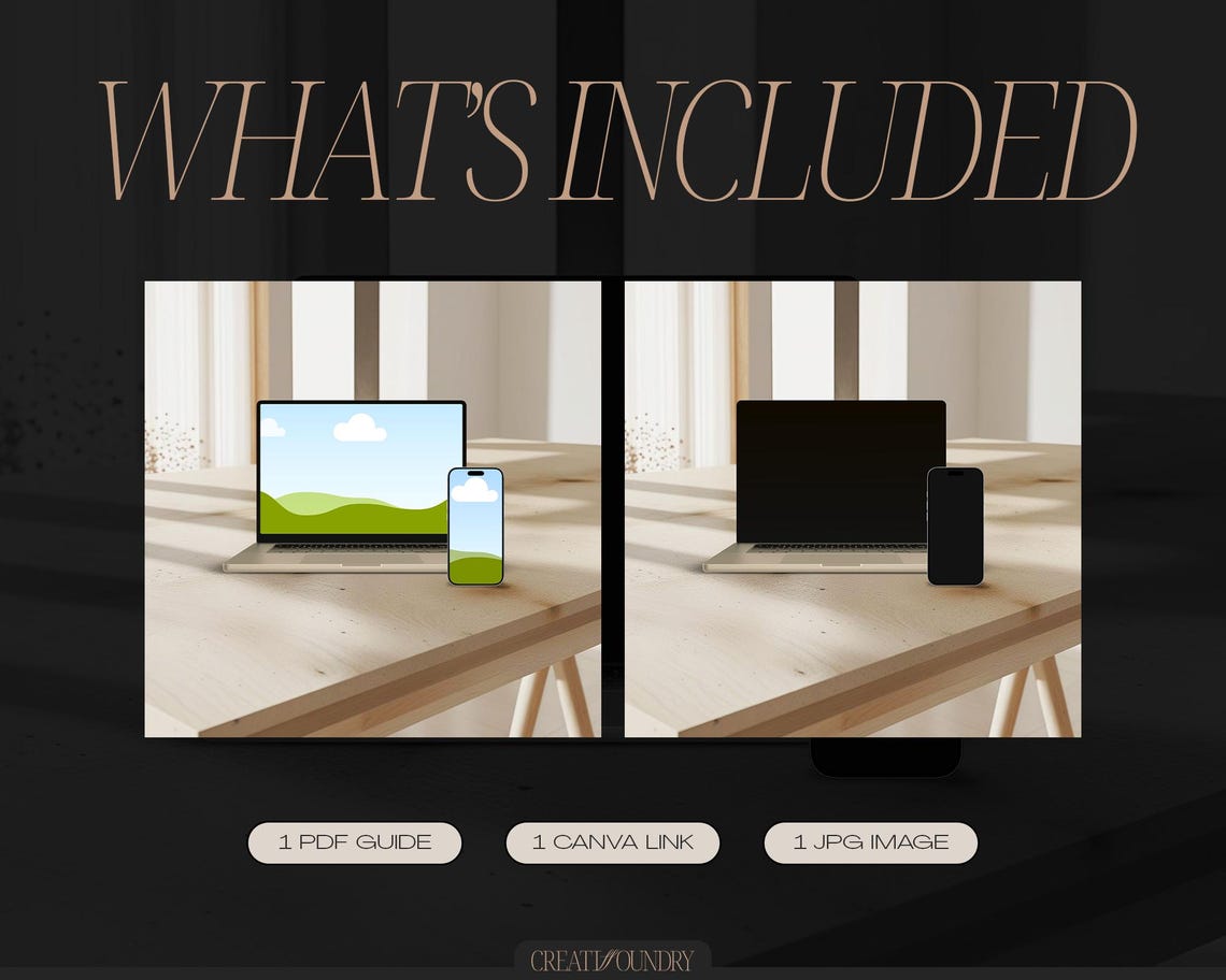 Canva Device Mockup Template | iPhone & MacBook | Minimalist Elegant ...