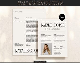 Beigefarbener, moderner, minimalistischer Lebenslauf | Anpassbar in Canva | Letter & A4 | Vorlagen für Designer und Berater | Kostenloses Anschreiben
