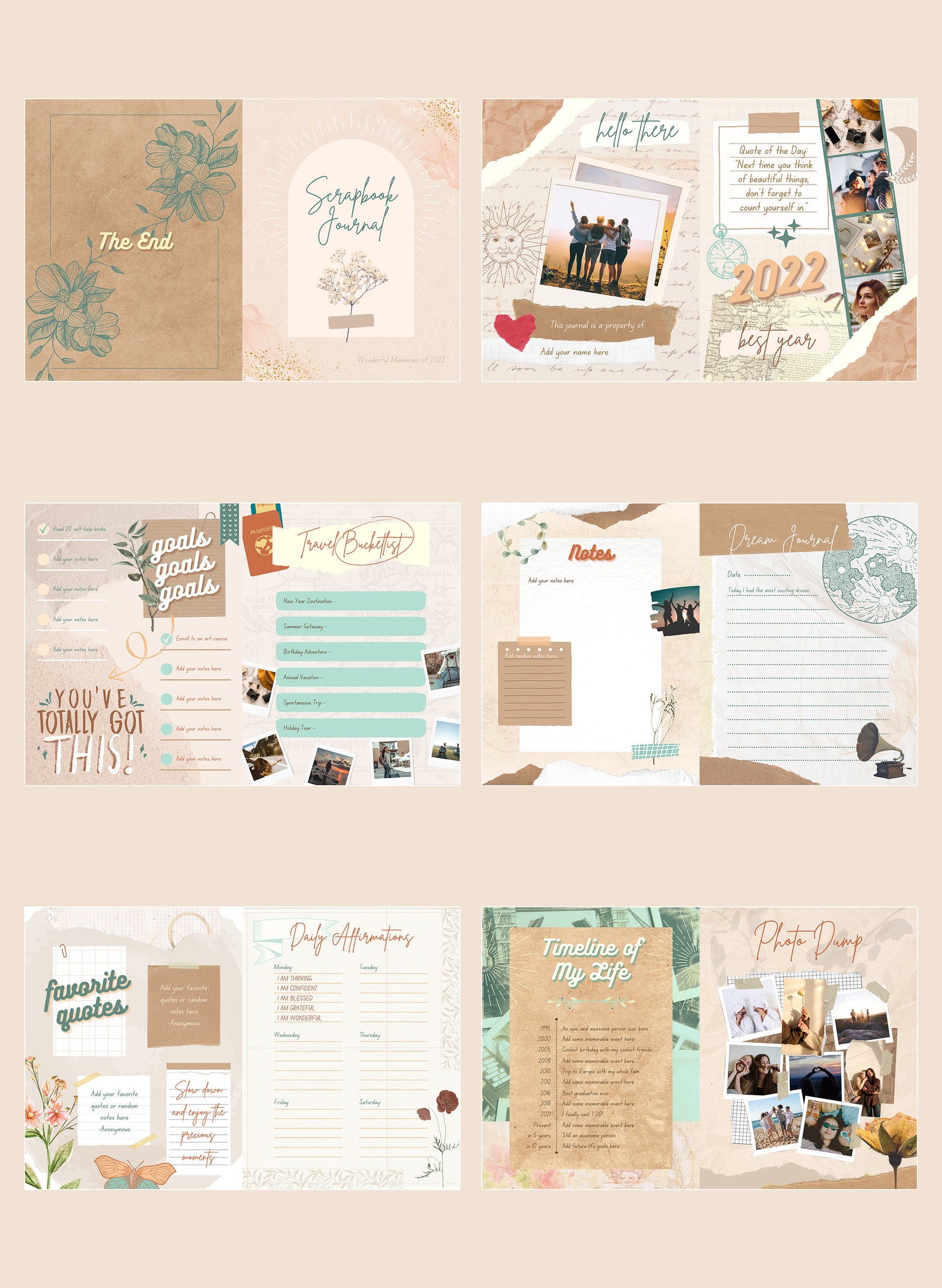 Scrapbook Journal Editable Canva Template 12 Pages US Etsy