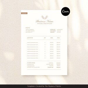 Plantilla de factura minimalista / Personalizable en Canva / Tamaños Carta y A4 / Factura de cliente / Formulario de facturación de cliente / Factura de venta