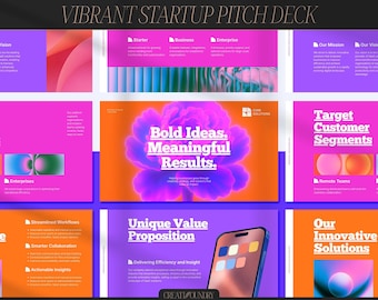 Lebendige Start-up-Pitch-Deck-Präsentation | Personalisierbar in Canva | 11 Folien | Vorlagen für Service-basierte Unternehmen & Start-Ups