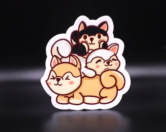 Pile of Shibas Die Cut Sticker | Untoasted, Toasted, and Burnt Shibas | Designed in Seattle by VeeStudioCo