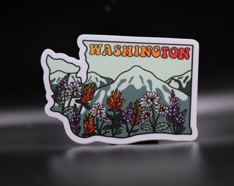Washington State Sticker | Pacific Northwest, Seattle, PNW, Wildflowers, Evergreen State, Nature, Hiking | Made by VeeStudioCo