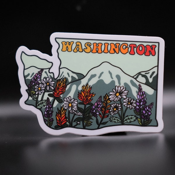 Washington State Sticker | Pacific Northwest, Seattle, PNW, Wildflowers, Evergreen State, Nature, Hiking | Made by VeeStudioCo
