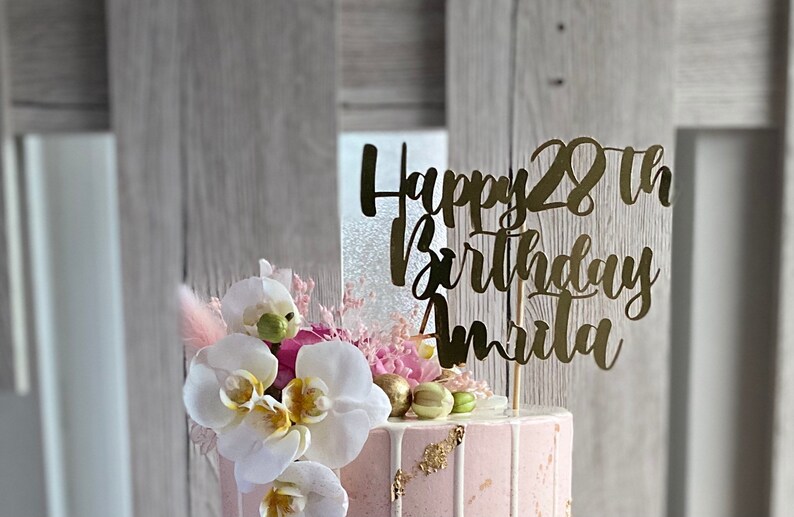 Cake Topper Personalised, Custom Any Message, Mirror Card Etsy