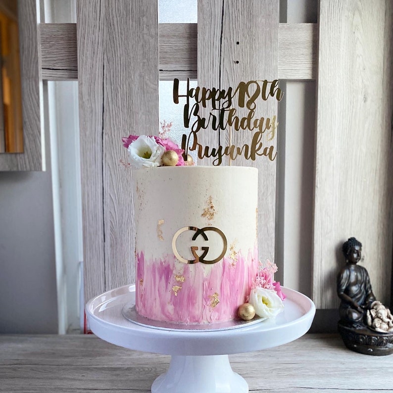 Cake Topper Personalised, Custom Any Message, Mirror Card Etsy