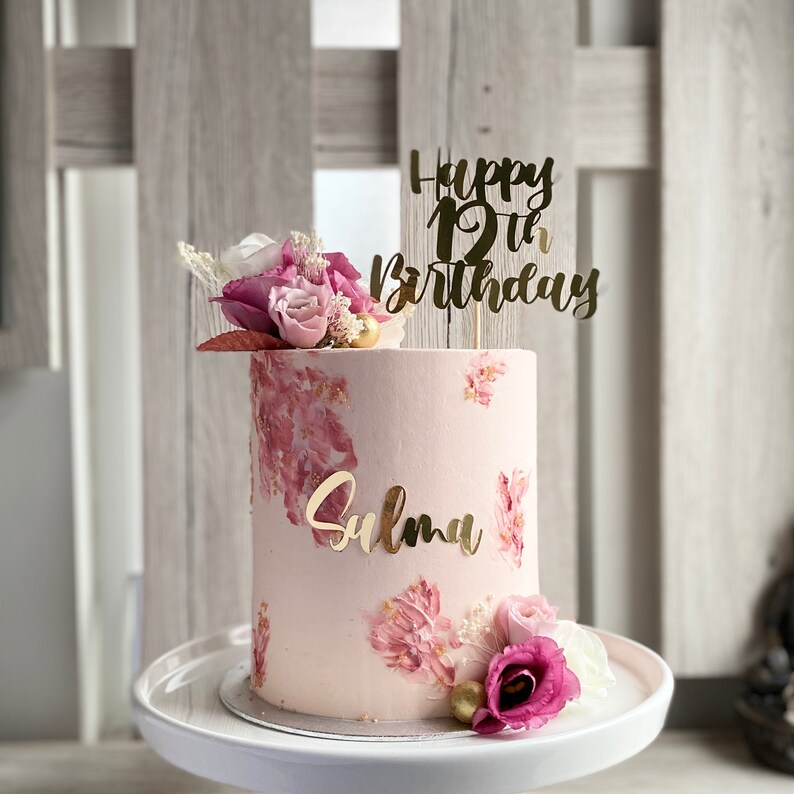 Cake Topper Personalised, Custom Any Message, Mirror Card Etsy