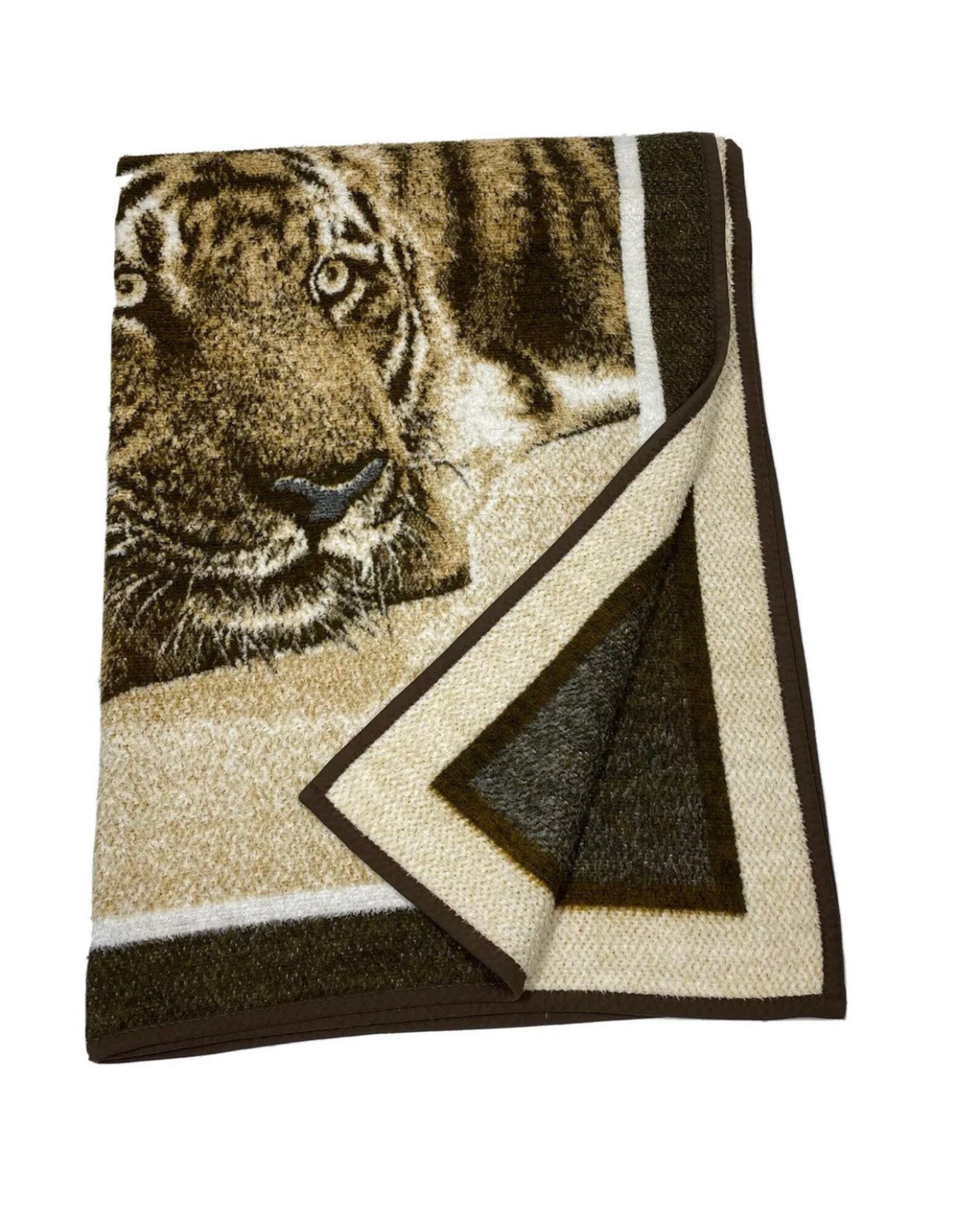 Vintage 70s Biederlack USA Tiger Reversible Blanket Fleece Etsy