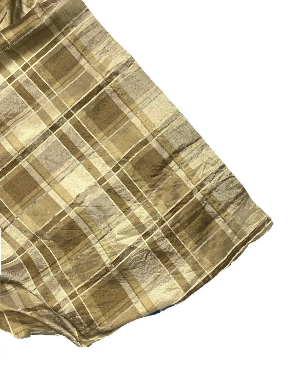 2 Discontinued Chris Madden Silk Curtains Drapes Luxury Brown Tan Plaid