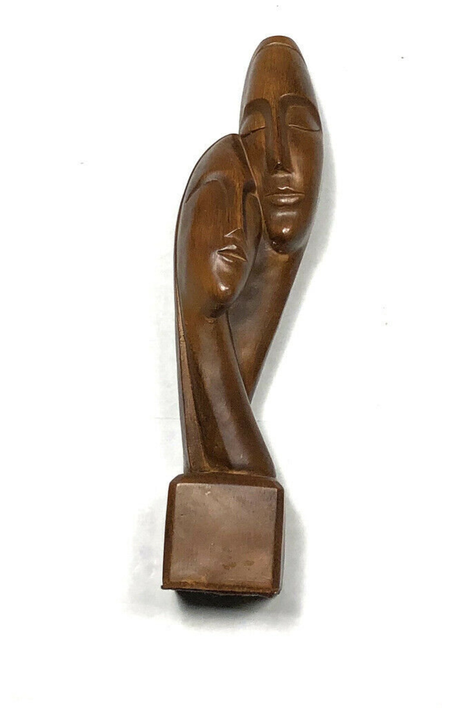 Esco Products 1961 Vintage Wooden Statue Lovers Faces Carved Etsy