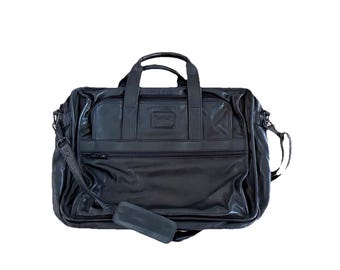 Giorgio Bernini Black Leather Briefcase Vintage 90s Travel Bag Carry On Career