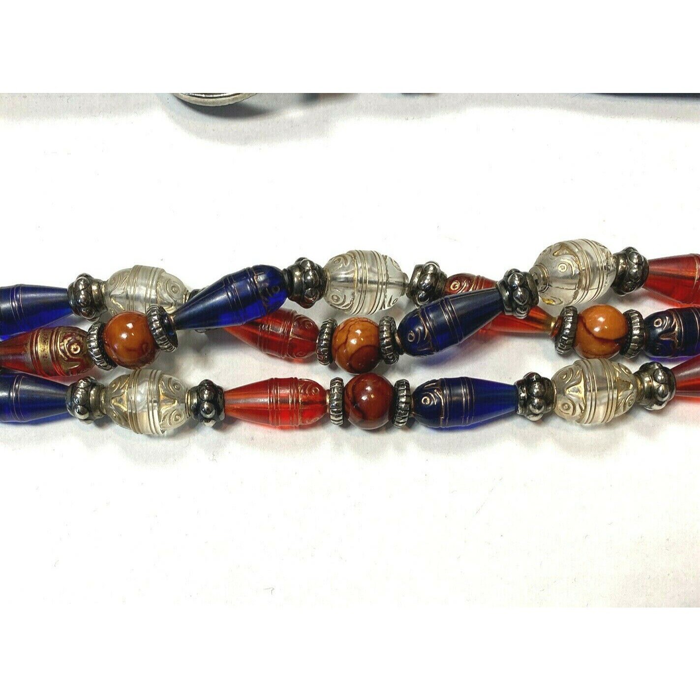Vintage 90s Navy Leather Beaded Belt: Retro Statement Piece  display picture 2