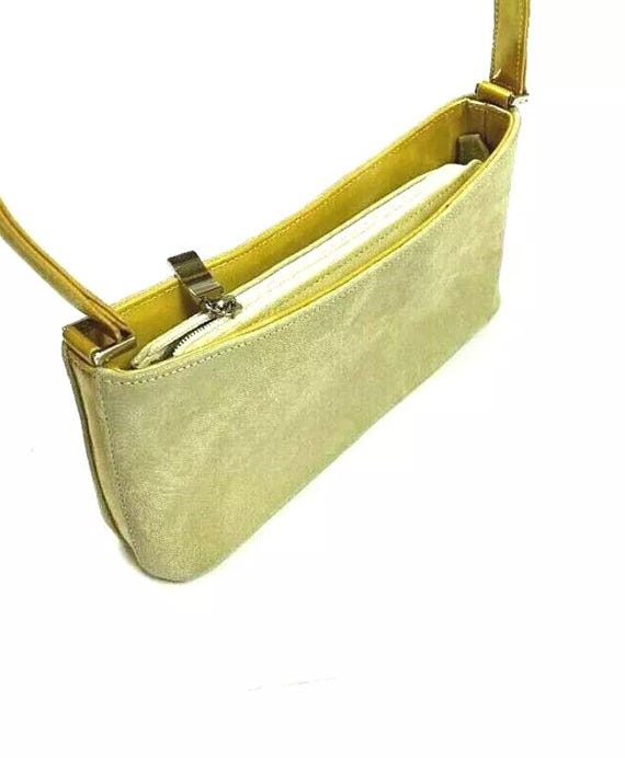 Rangoni Firenze Designer Vintage 1990s Hand Bag Small Purse Yellow Brushed Fabric Italy Retro Patent Leather Discontinued Small Womens Etsy