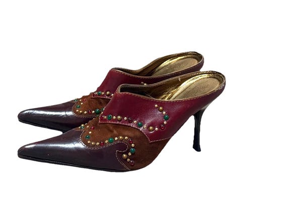 Vintage Rare Vicini Giuseppe Zanotti Mules Heels 7.5 Leather