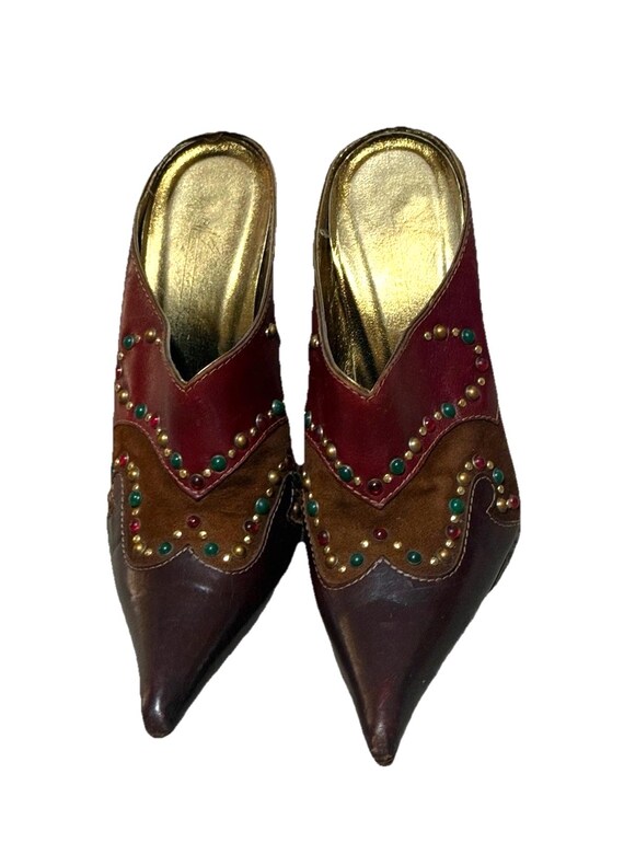 Vintage Rare Vicini Giuseppe Zanotti Mules Heels 7.5 Leather