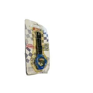 Vintage 1990s NOS Mark Martin Nascar Watch New Collectors LCD Racing Retro Cars New Old Stock Accessories Men&#39;s Boy&#39;s Blue Black Nostalgia