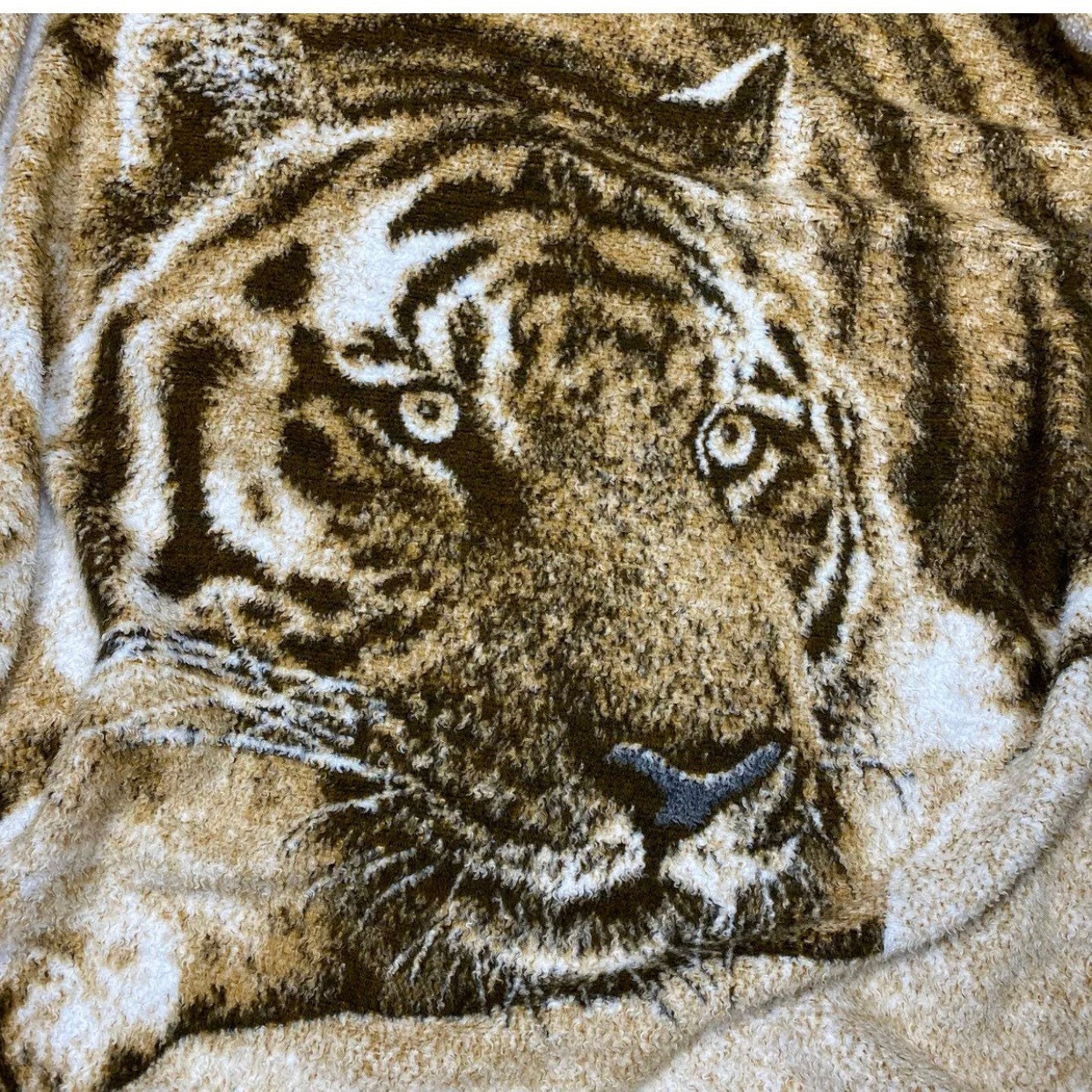 Vintage 70s Biederlack USA Tiger Reversible Blanket Fleece Etsy