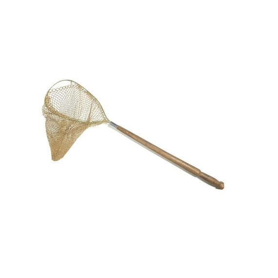 antique long handle fishing nets Vintage Fishing Net: Wooden Handle Fisherman's Skimmer, Antique Decor