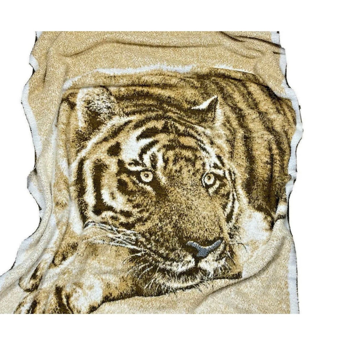 Vintage 70s Biederlack USA Tiger Reversible Blanket Fleece Etsy