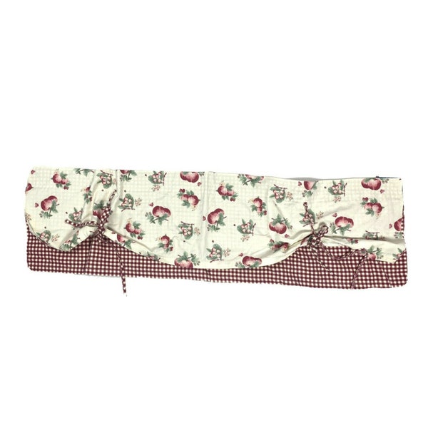 vintage années 1980 années 90 Versa Cravate pour Ancre Maison Valance Rideau Pommes Fruits Rouge Gingham Traitement de fenêtre Raisins Motif Impression Cuisine de campagne