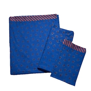 Vintage 70s Springmaid Wondercale Sheets Set Full Size Blue Red Percale No Iron