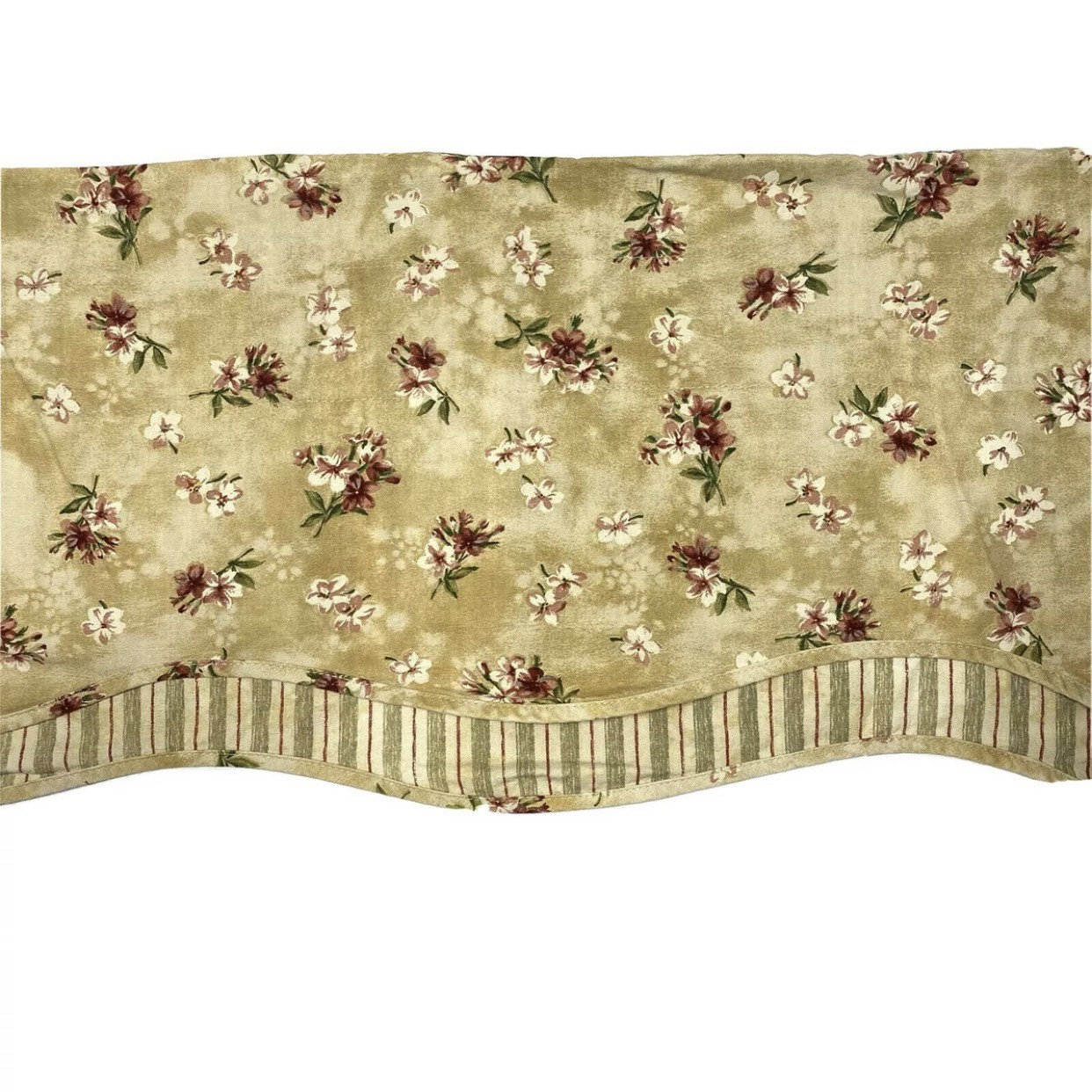 2 Discontinued Rare Waverly Fontanelle Valances Curtains in Antique Gold Floral Peekaboo