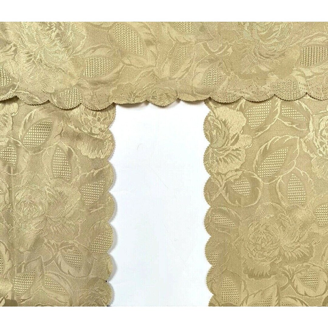 2 Window Treatments Gold Luxury Curtains Drapes Valances Scallop 84 ...
